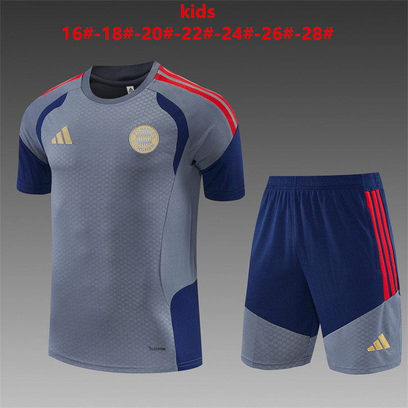 26/27 Bayern Munich Dark Grey Short Sleeve Tracksuits