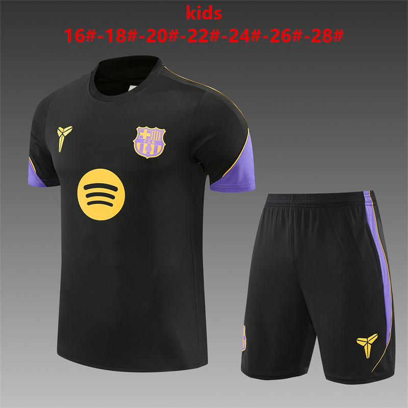 26/27 Barcelona Black Short Sleeve Tracksuits