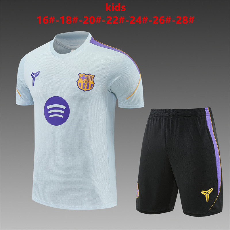 26/27 Barcelona Light Grey Short Sleeve Tracksuits