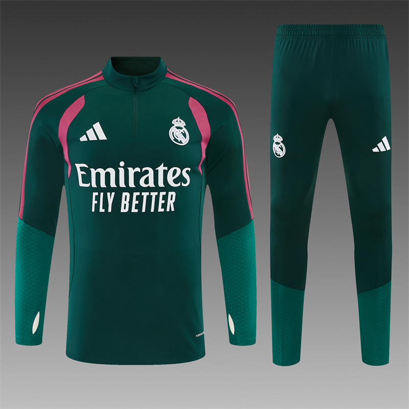 26/27 Real Madrid Dark Green with Fuchsia Tracksuits