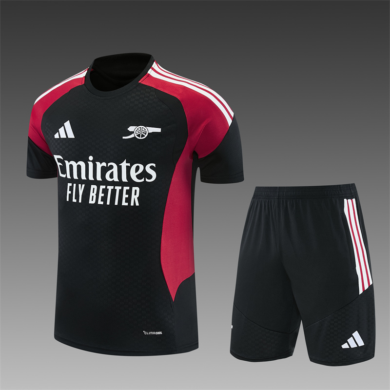 26/27 Arsenal black and maroon short sleeve tracksuits