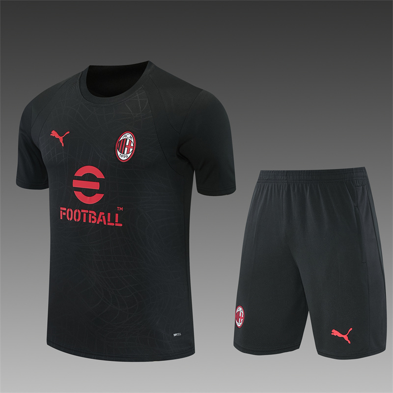 26/27 AC Milan Black Short Sleeve Tracksuits AC