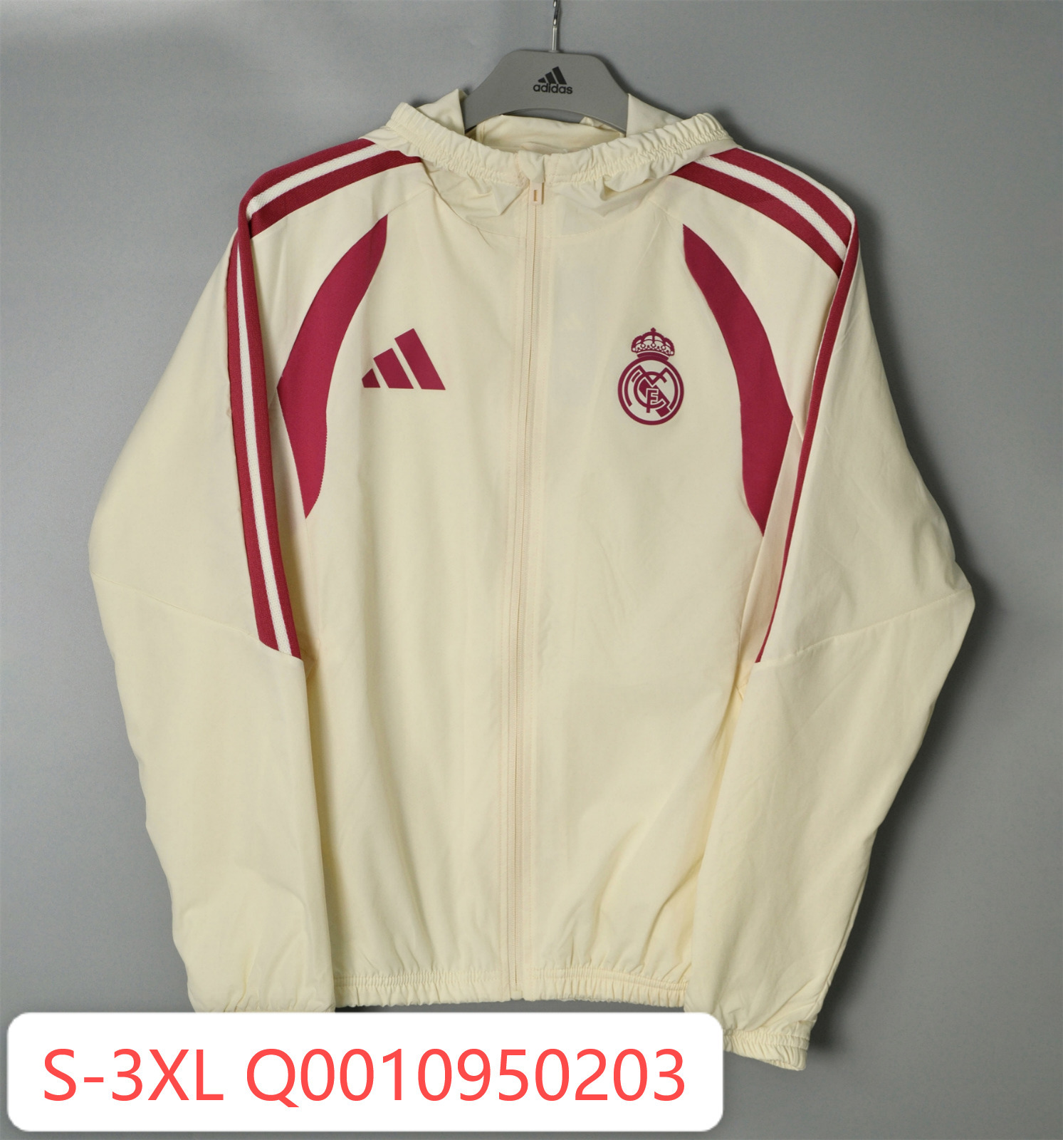26/27 Real Madrid Beige Hooded Windbreaker