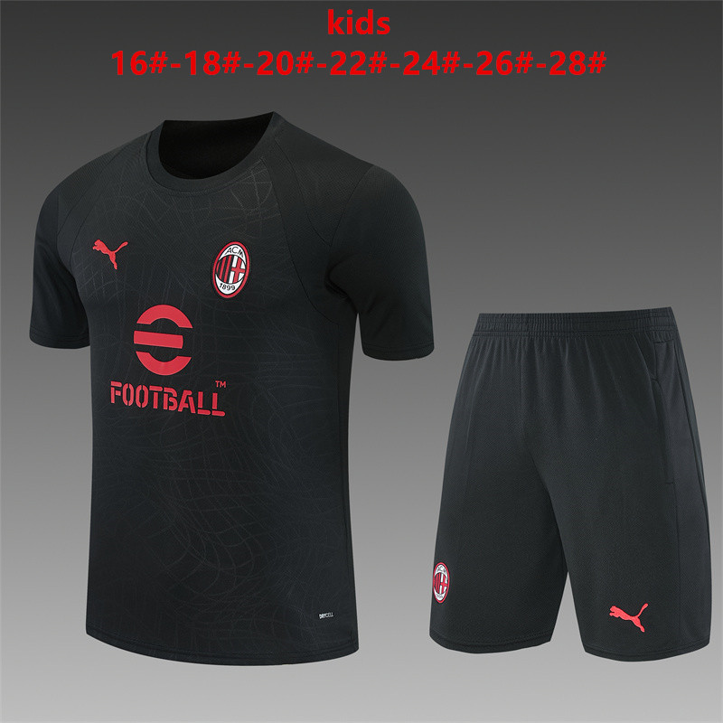 26/27 AC Milan Black Short Sleeve Tracksuits AC