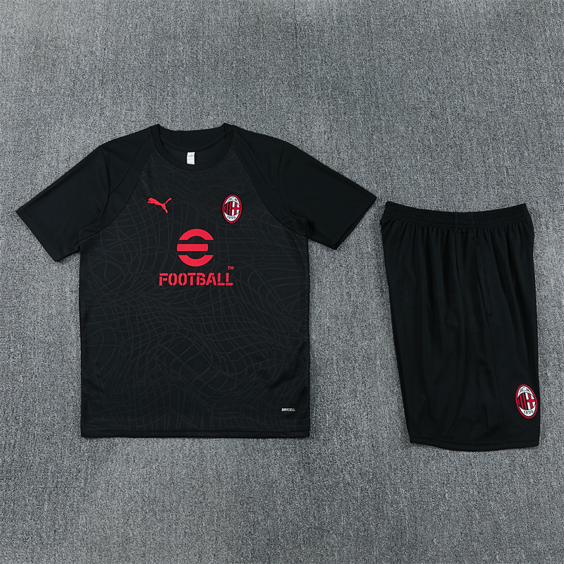 26/27 AC Milan Black Short Sleeve Tracksuits AC