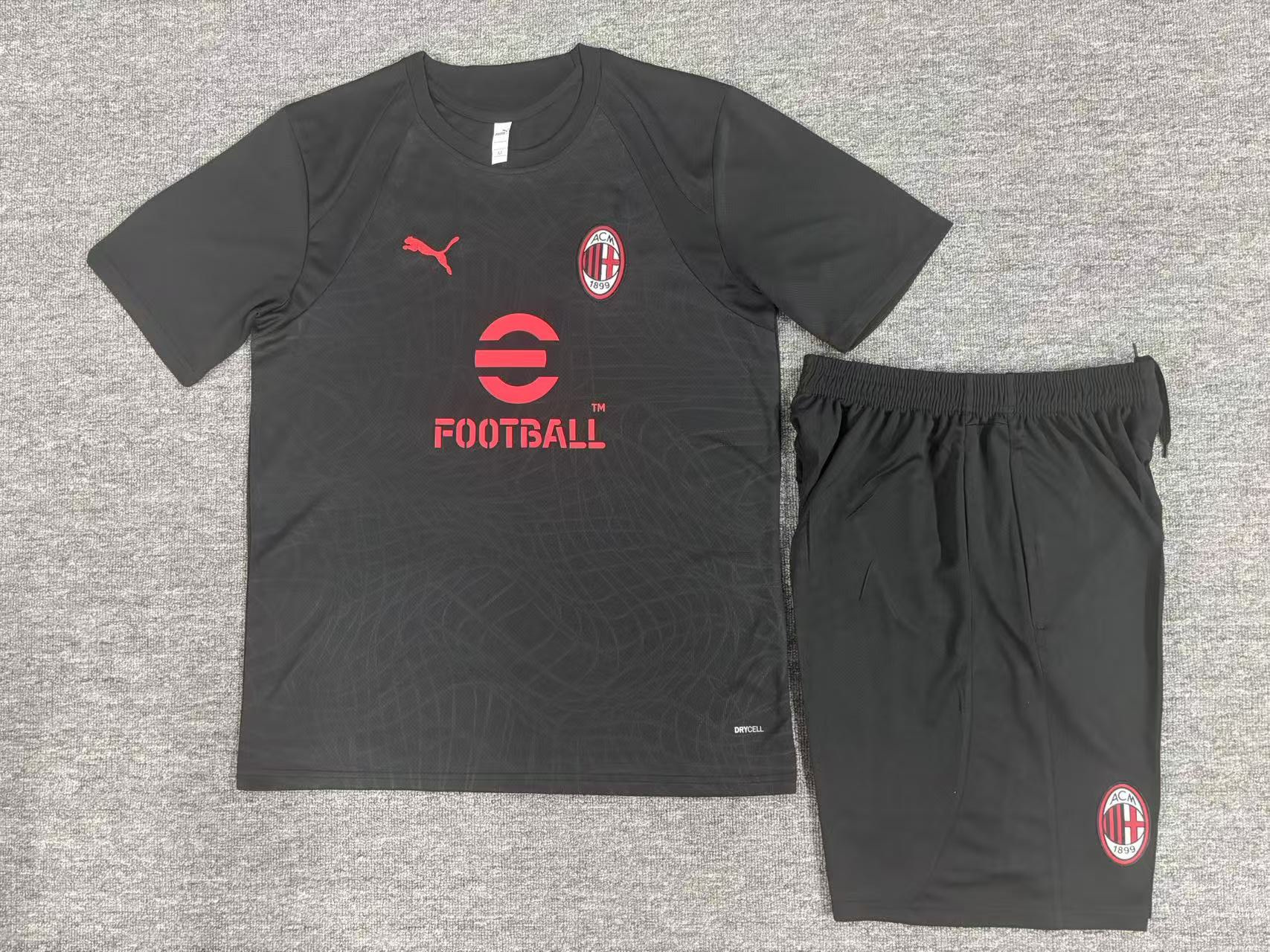 26/27 AC Milan Black Short Sleeve Tracksuits AC