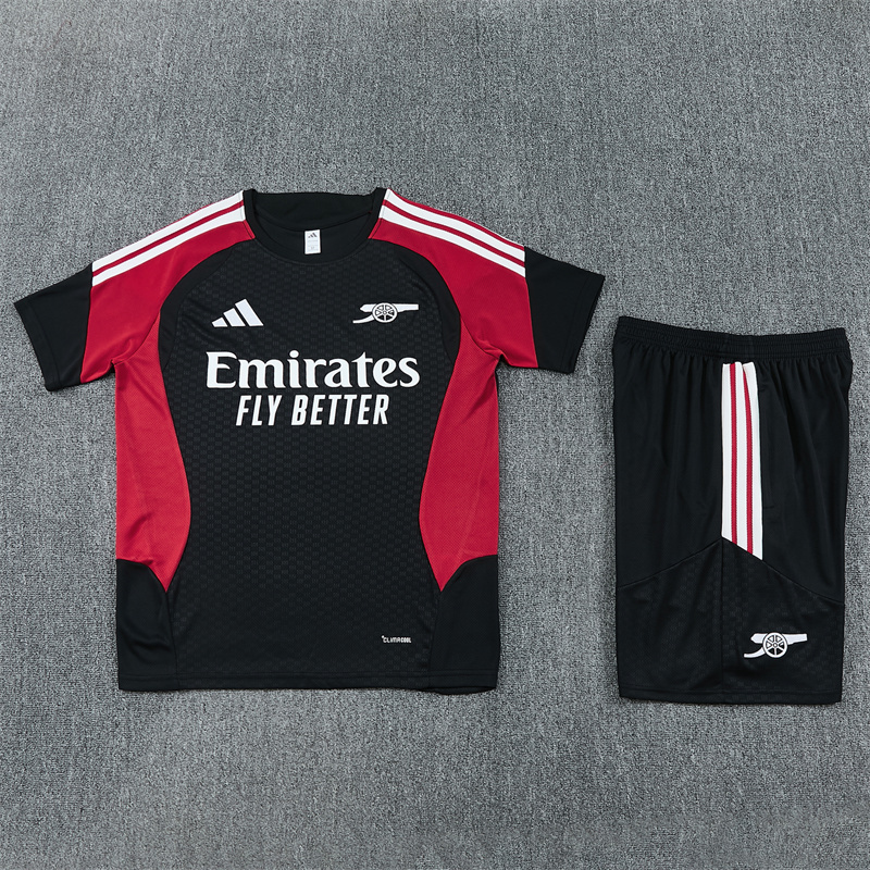 26/27 Arsenal black and maroon short sleeve tracksuits