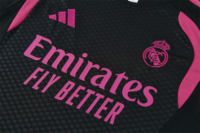 26/27 Real Madrid Black with Fuchsia Short Sleeve Tracksuits