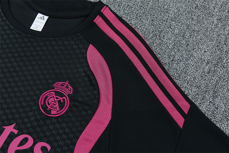 26/27 Real Madrid Black with Fuchsia Short Sleeve Tracksuits