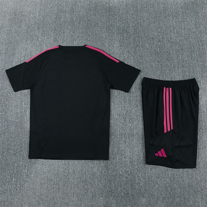26/27 Real Madrid Black with Fuchsia Short Sleeve Tracksuits
