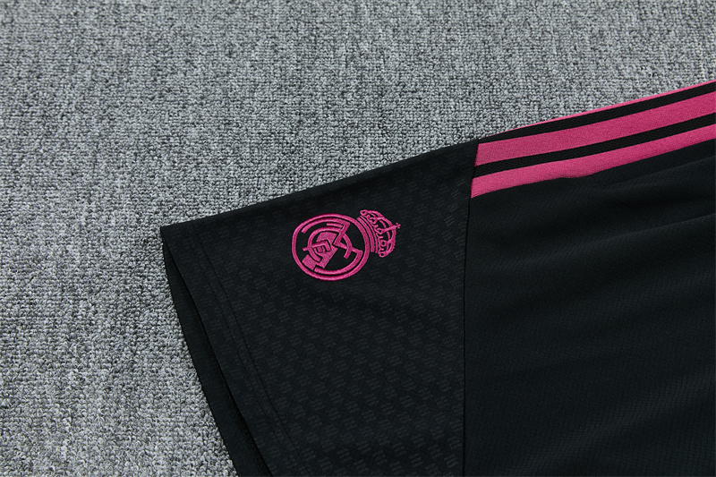 26/27 Real Madrid Black with Fuchsia Short Sleeve Tracksuits