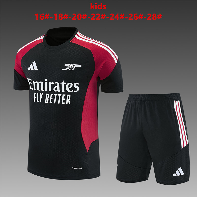 26/27 Arsenal black and maroon short sleeve tracksuits