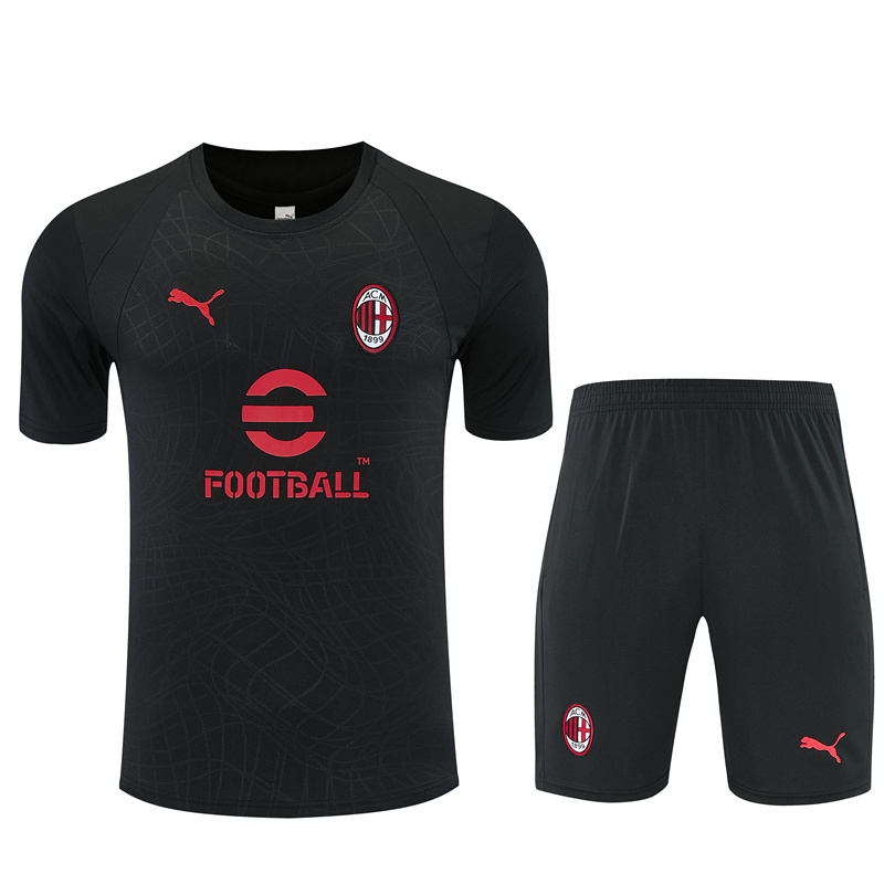 26/27 AC Milan Black Short Sleeve Tracksuits AC