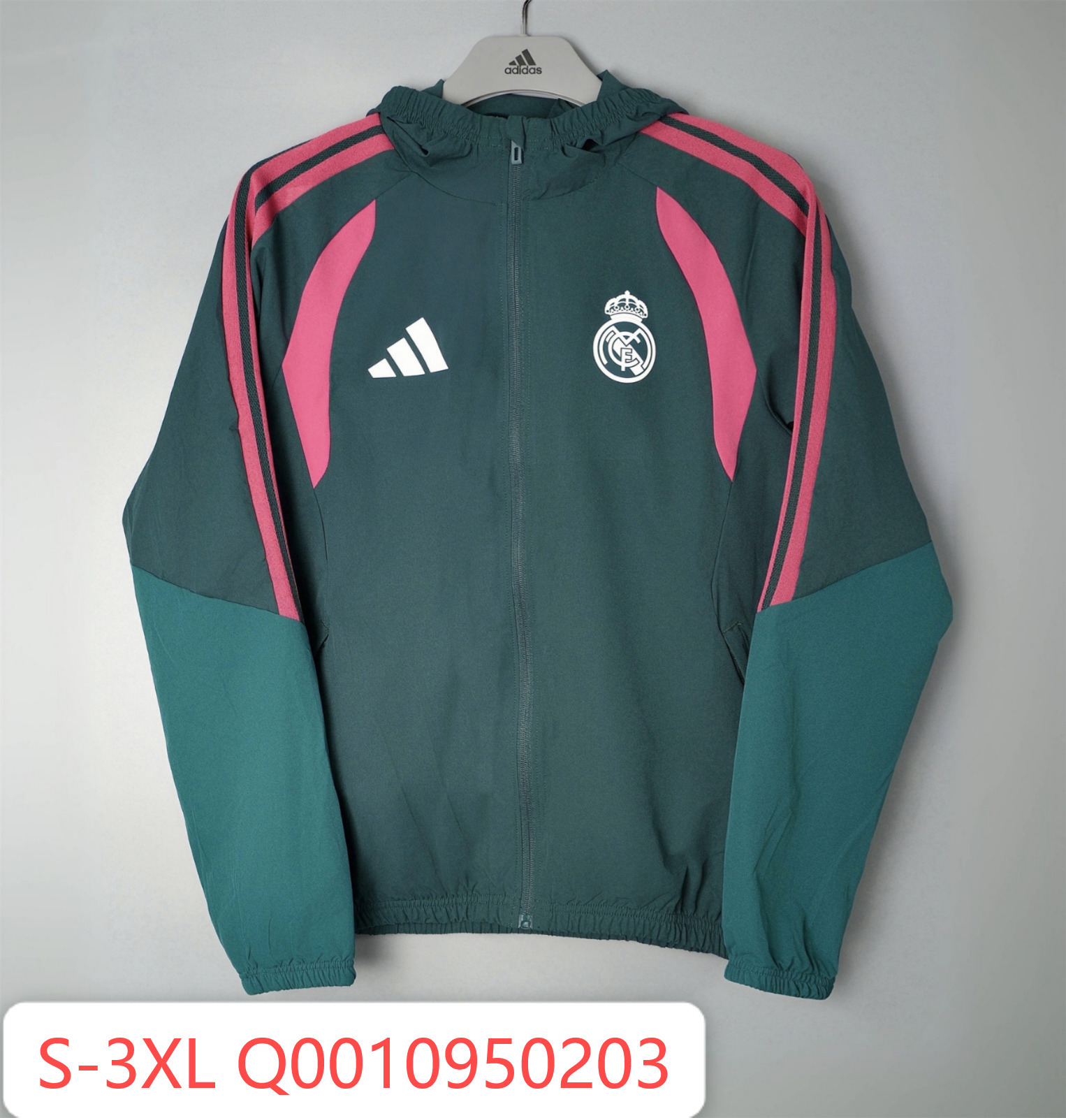 26/27 Real Madrid Dark Green Hooded Windbreaker