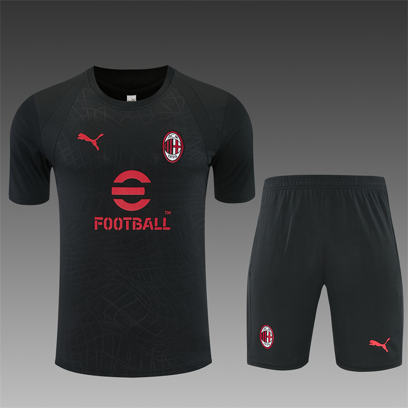 26/27 AC Milan Black Short Sleeve Tracksuits AC