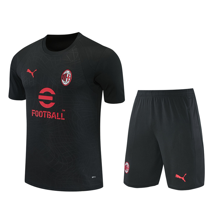 26/27 AC Milan Black Short Sleeve Tracksuits AC