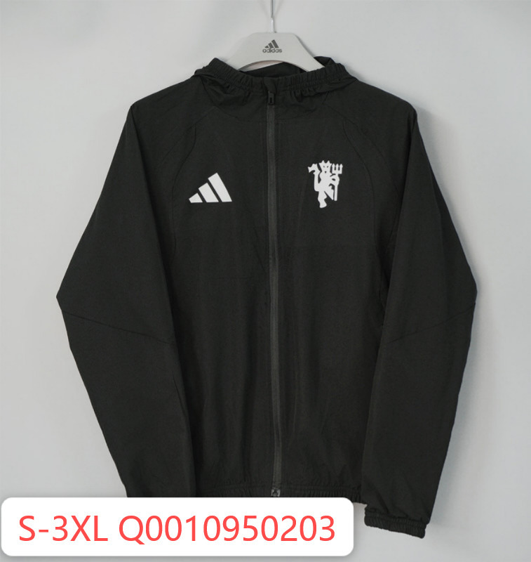 26/27 Manchester United Black Hooded Windbreaker