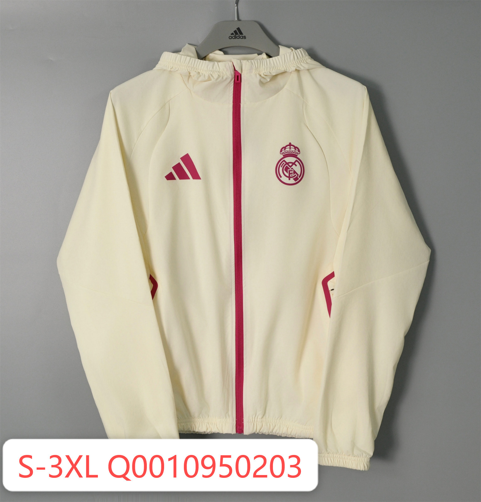26/27 Real Madrid Beige Hooded Windbreaker