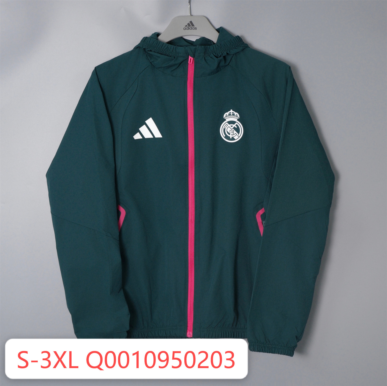26/27 Real Madrid Dark Green Hooded Windbreaker