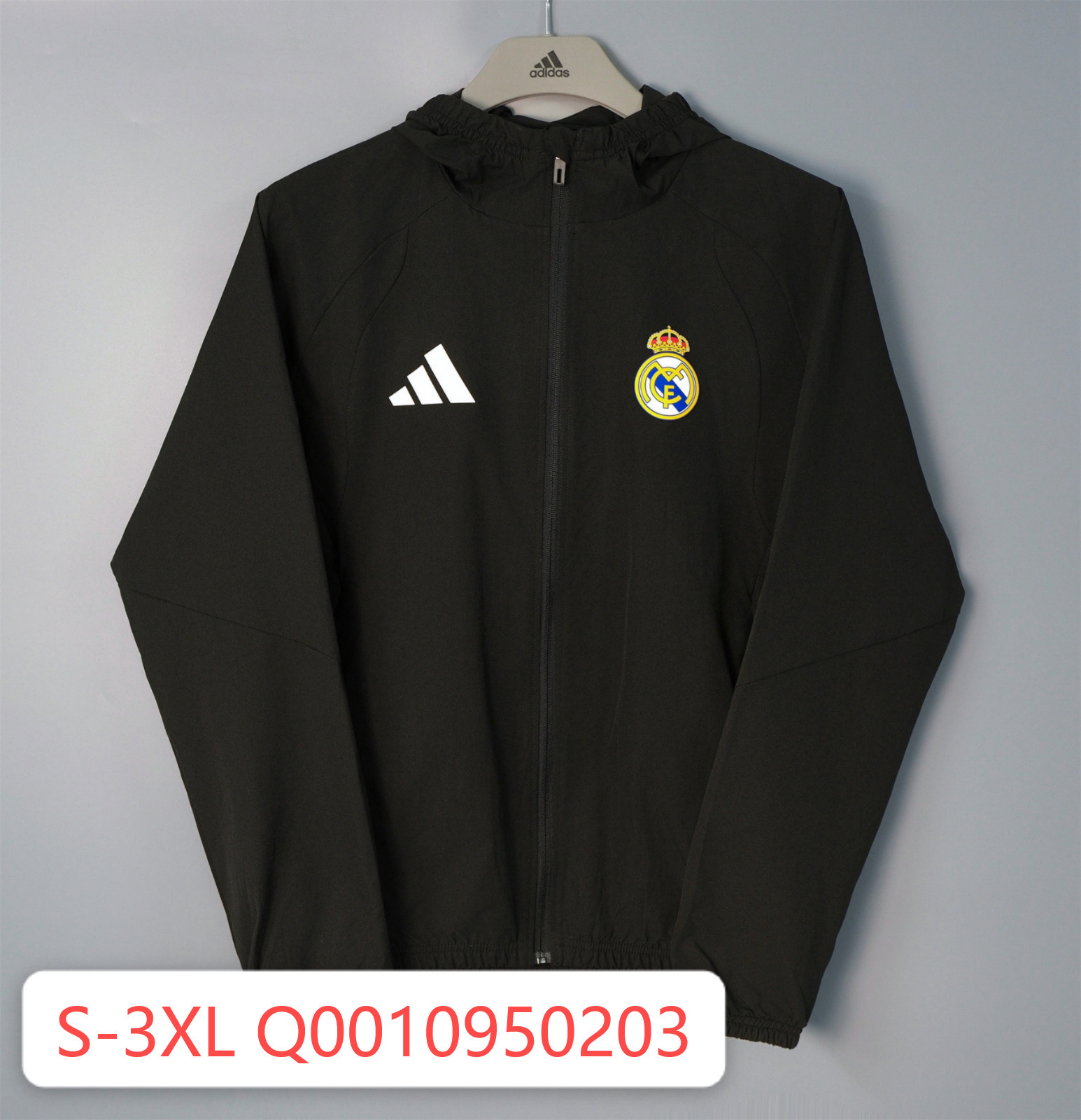 26/27 Real Madrid Black Hooded Windbreaker