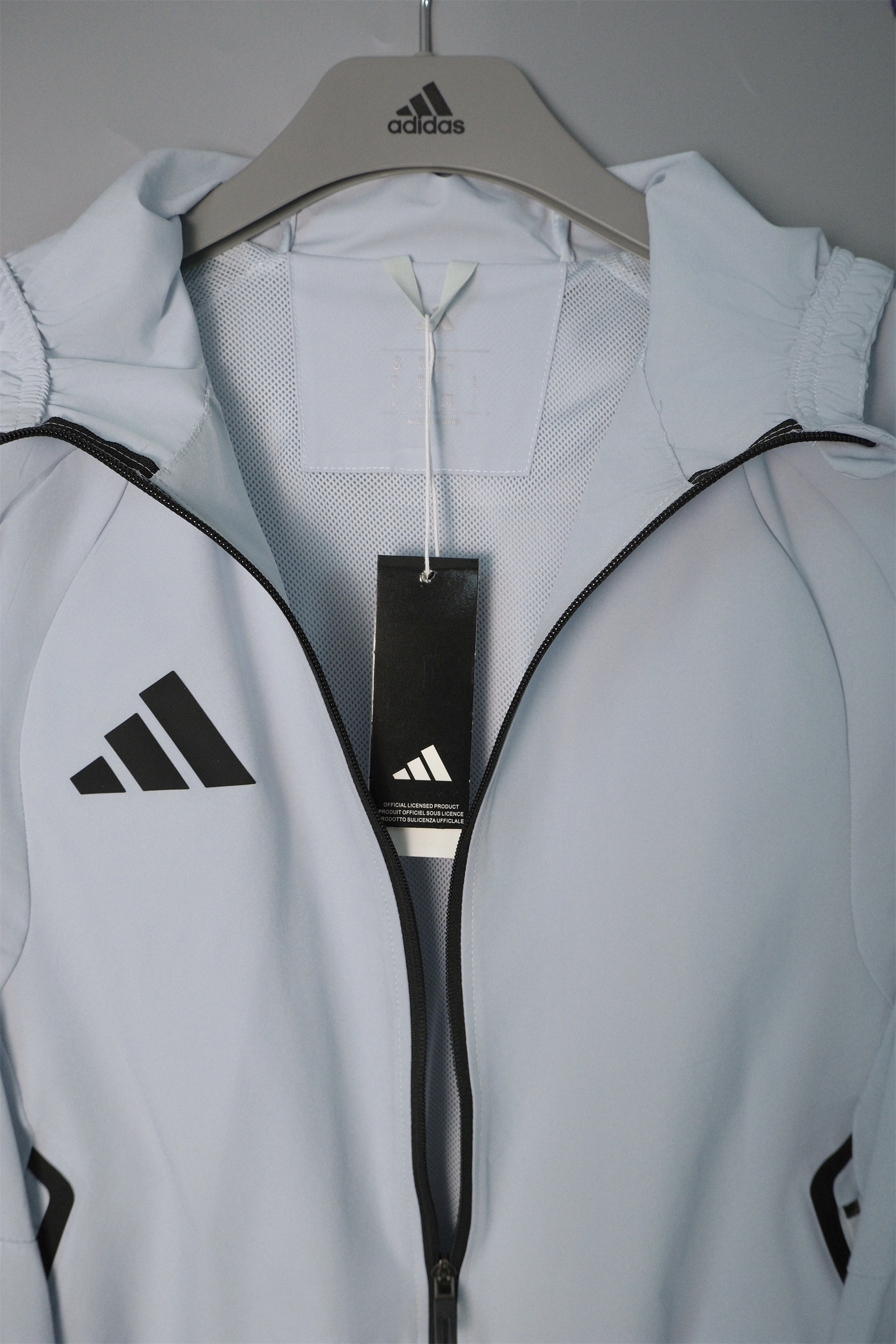 26/27 Adidas Light Grey Hooded Windbreaker