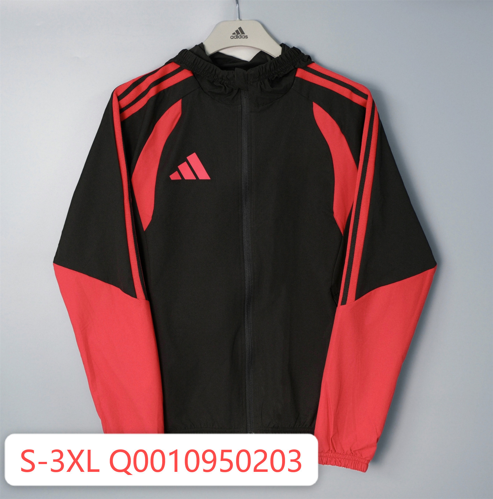 26/27 Adidas Black and Red Hooded Windbreaker