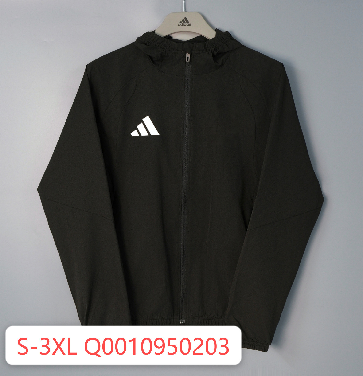 26/27 Adidas Black Hooded Windbreaker