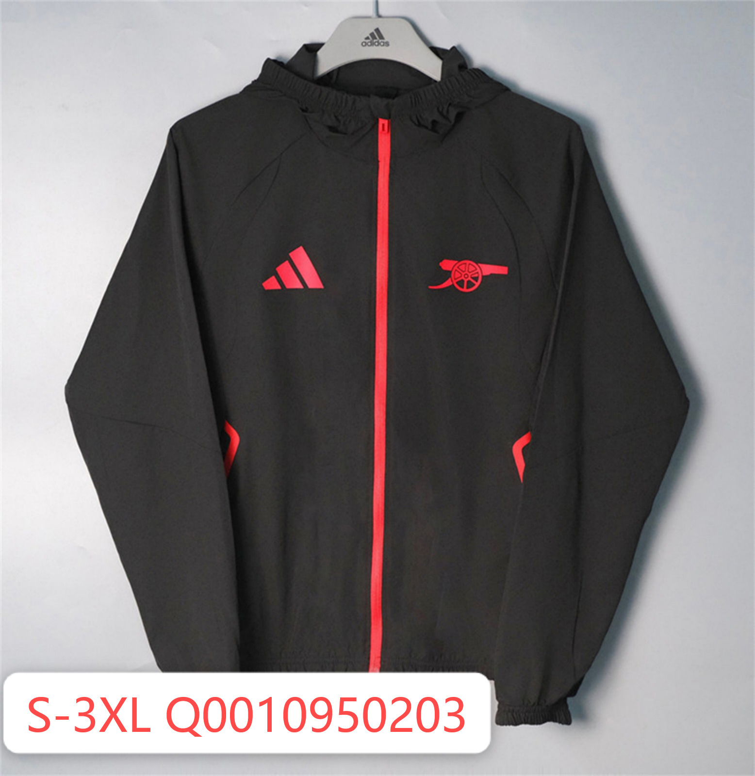 26/27 Arsenal Black and red Hooded Windbreaker