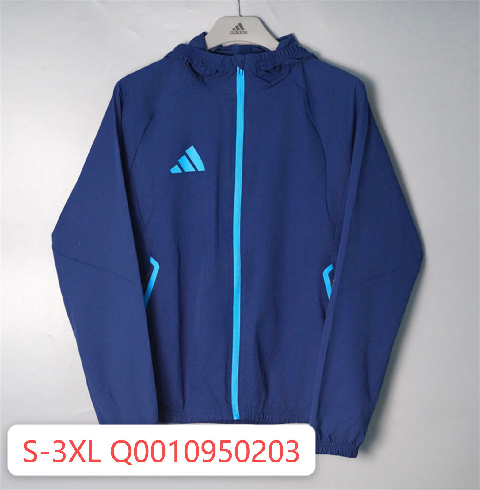 26/27 Adidas Royal Blue Hooded Windbreaker