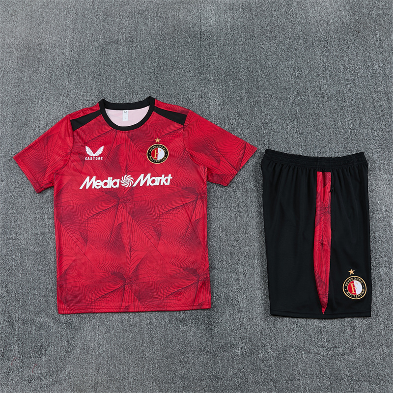 26/27 Feyenoord Black and Red Short Sleeve Tracksuits