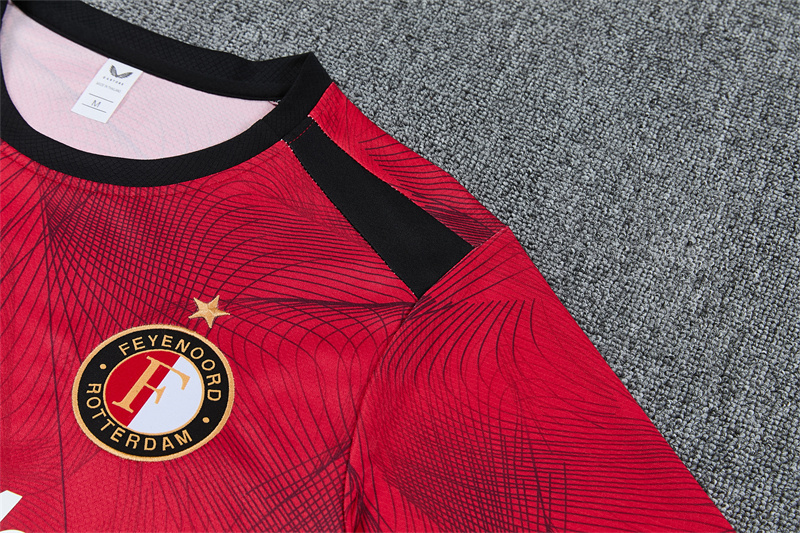 26/27 Feyenoord Black and Red Short Sleeve Tracksuits