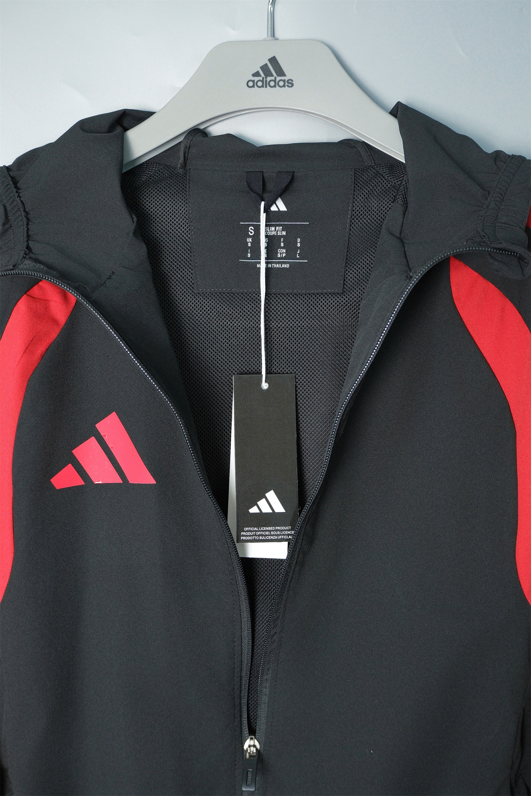 26/27 Adidas Black and Red Hooded Windbreaker