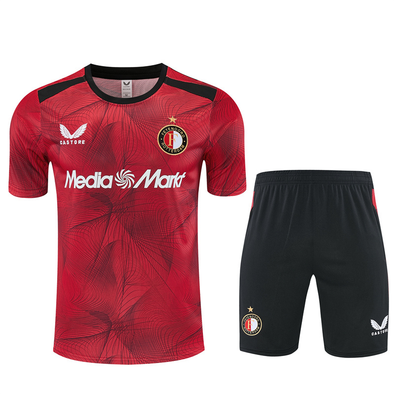 26/27 Feyenoord Black and Red Short Sleeve Tracksuits