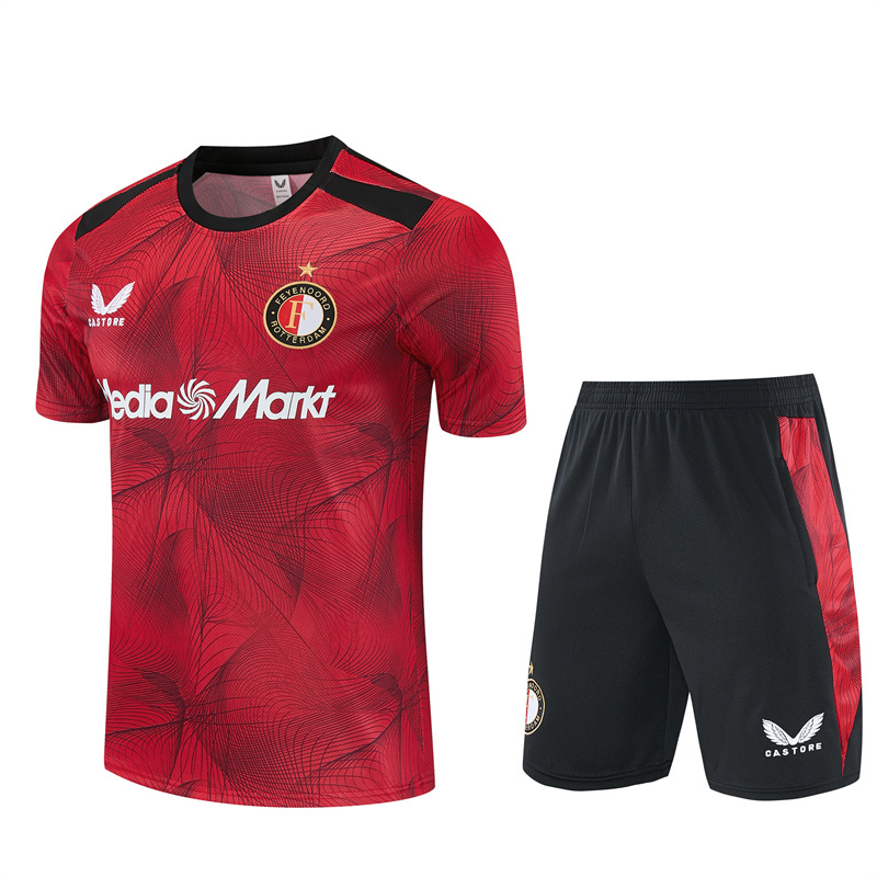26/27 Feyenoord Black and Red Short Sleeve Tracksuits