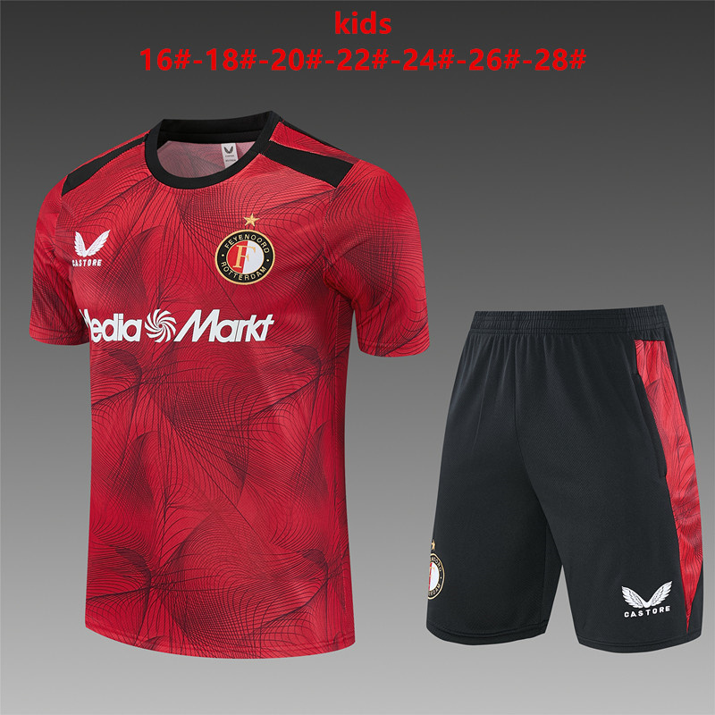 26/27 Feyenoord Black and Red Short Sleeve Tracksuits