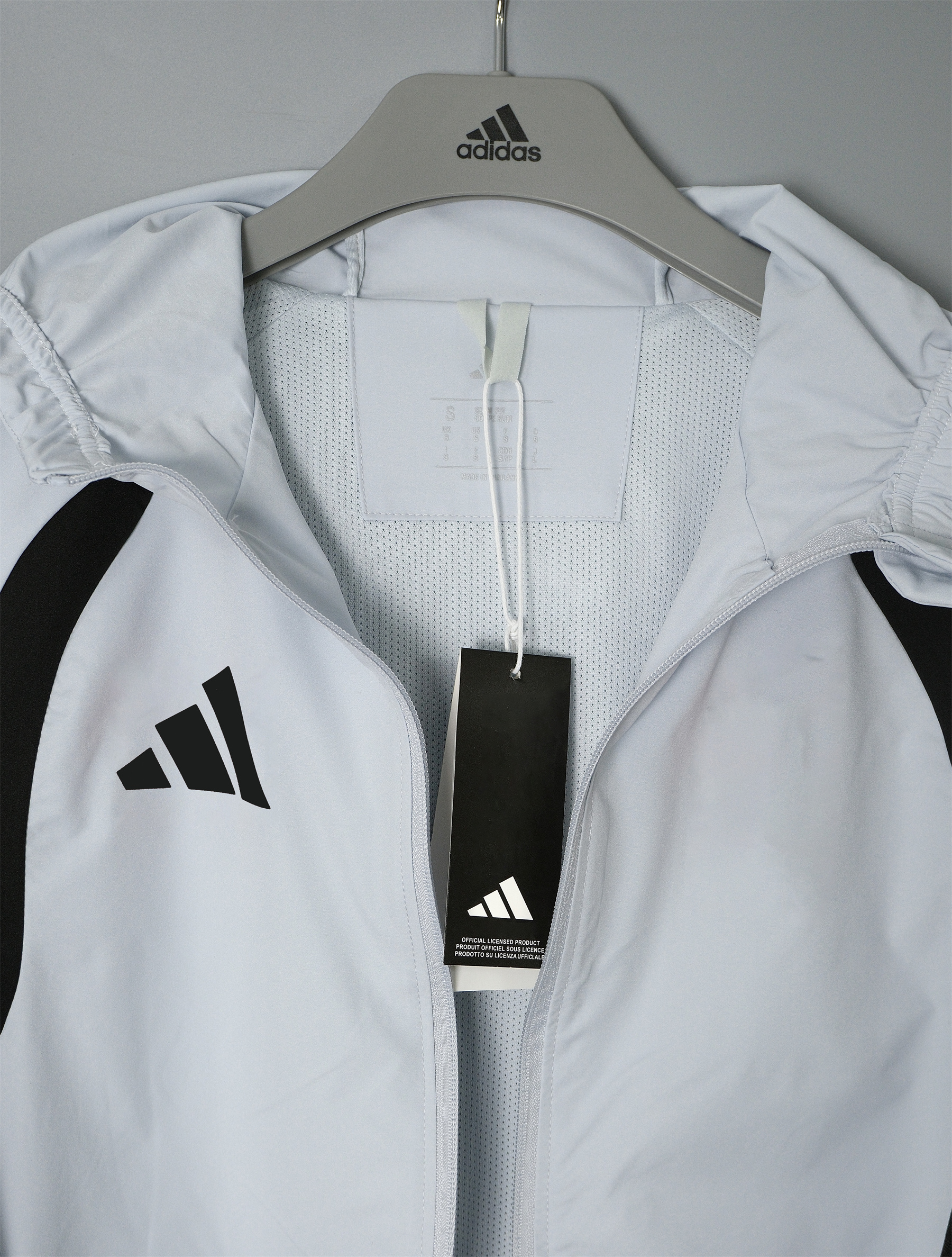 26/27 Adidas Light Grey Hooded Windbreaker