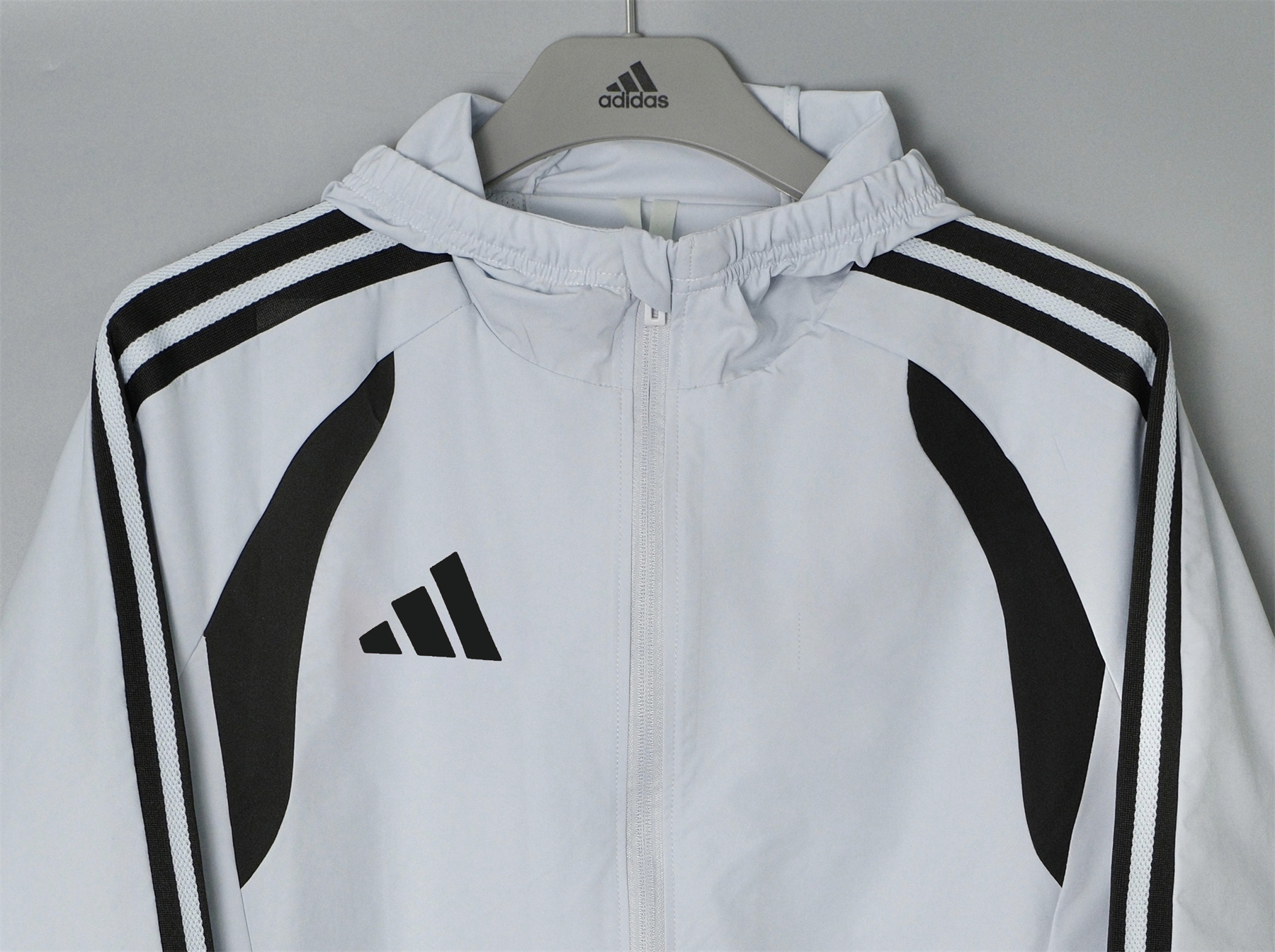 26/27 Adidas Light Grey Hooded Windbreaker