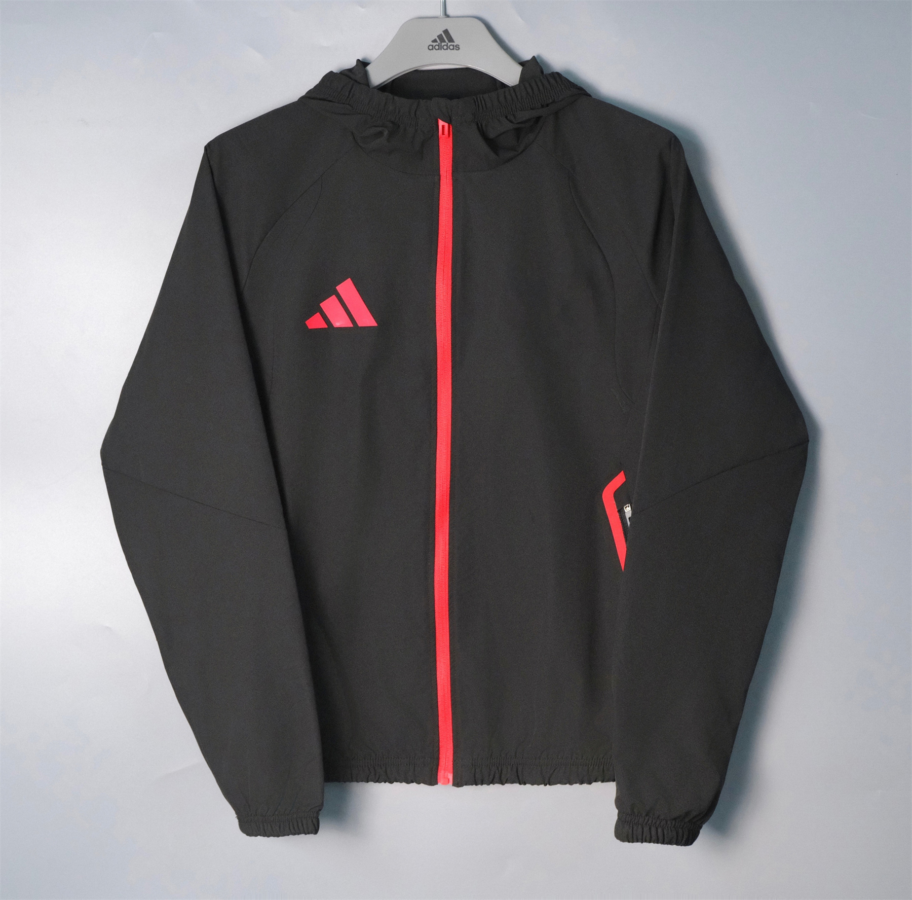 26/27 Adidas Black and Red Hooded Windbreaker