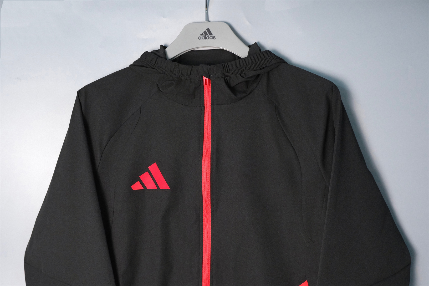26/27 Adidas Black and Red Hooded Windbreaker