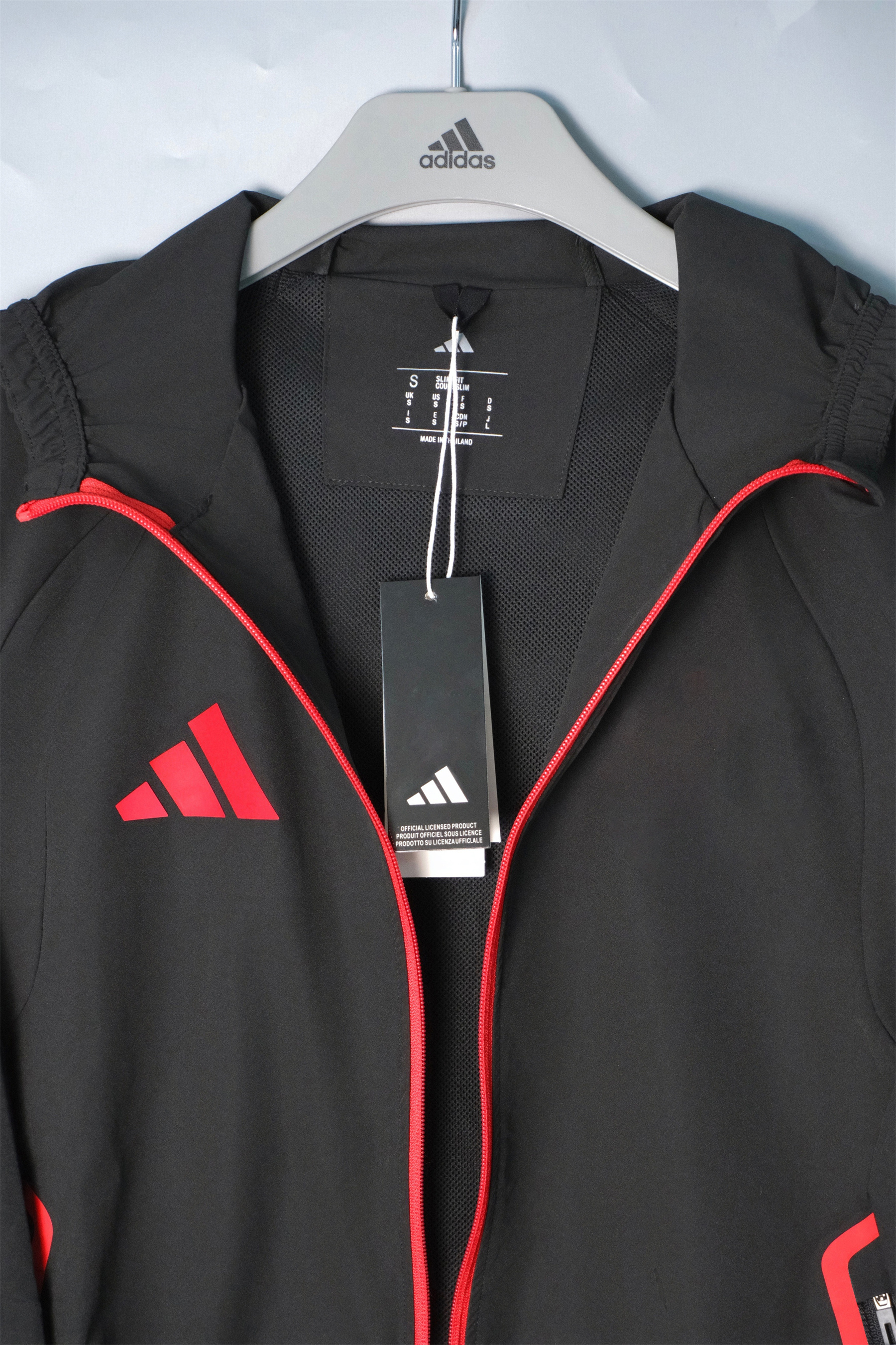 26/27 Adidas Black and Red Hooded Windbreaker