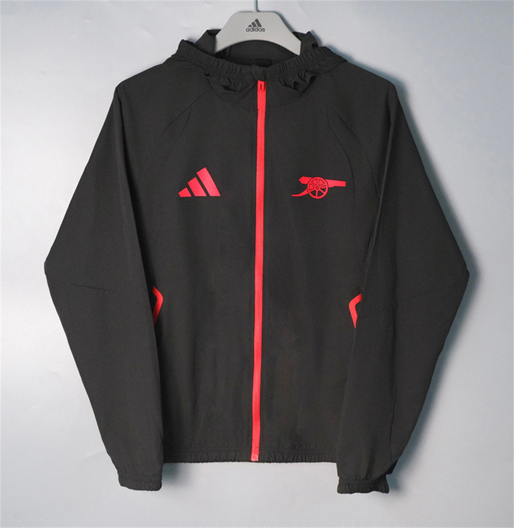 26/27 Arsenal Black and red Hooded Windbreaker