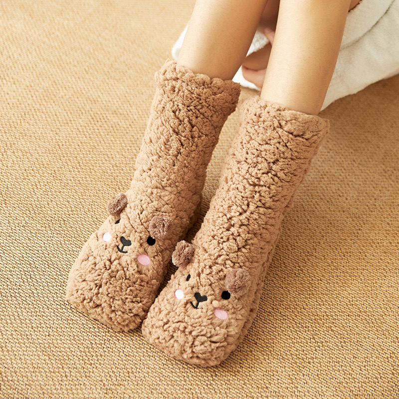 YFS-06 Slipper Socks with Grippers for Women Socks for Women Home Sleeping Winter Socks