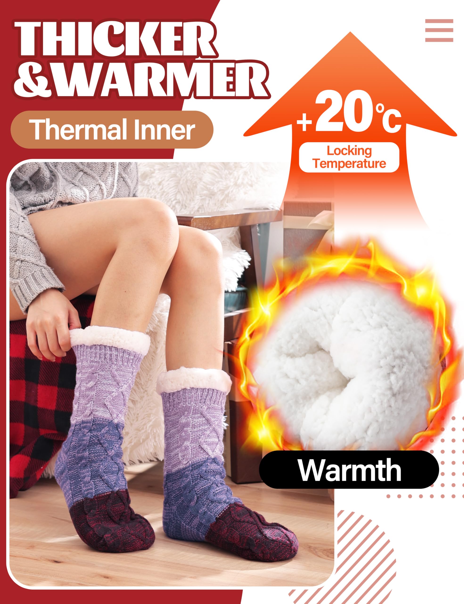 YFS-13 Slipper Socks with Grippers for Women Socks for Women Home Sleeping Winter Socks