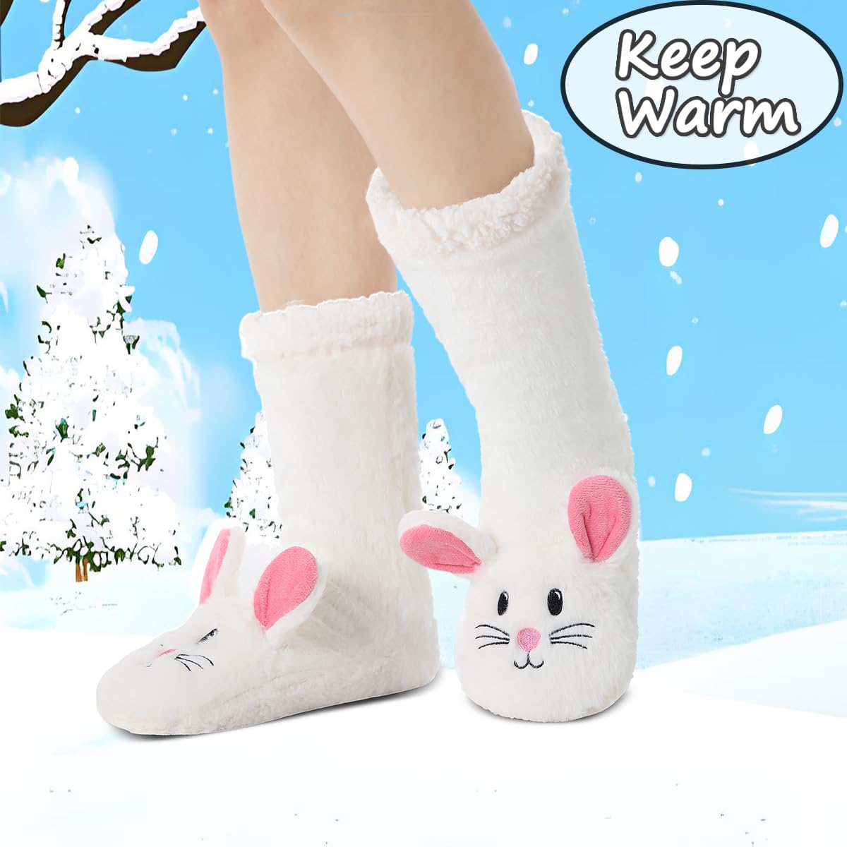 YFS-36 Slipper Socks with Grippers for Women Socks for Women Home Sleeping Winter Socks
