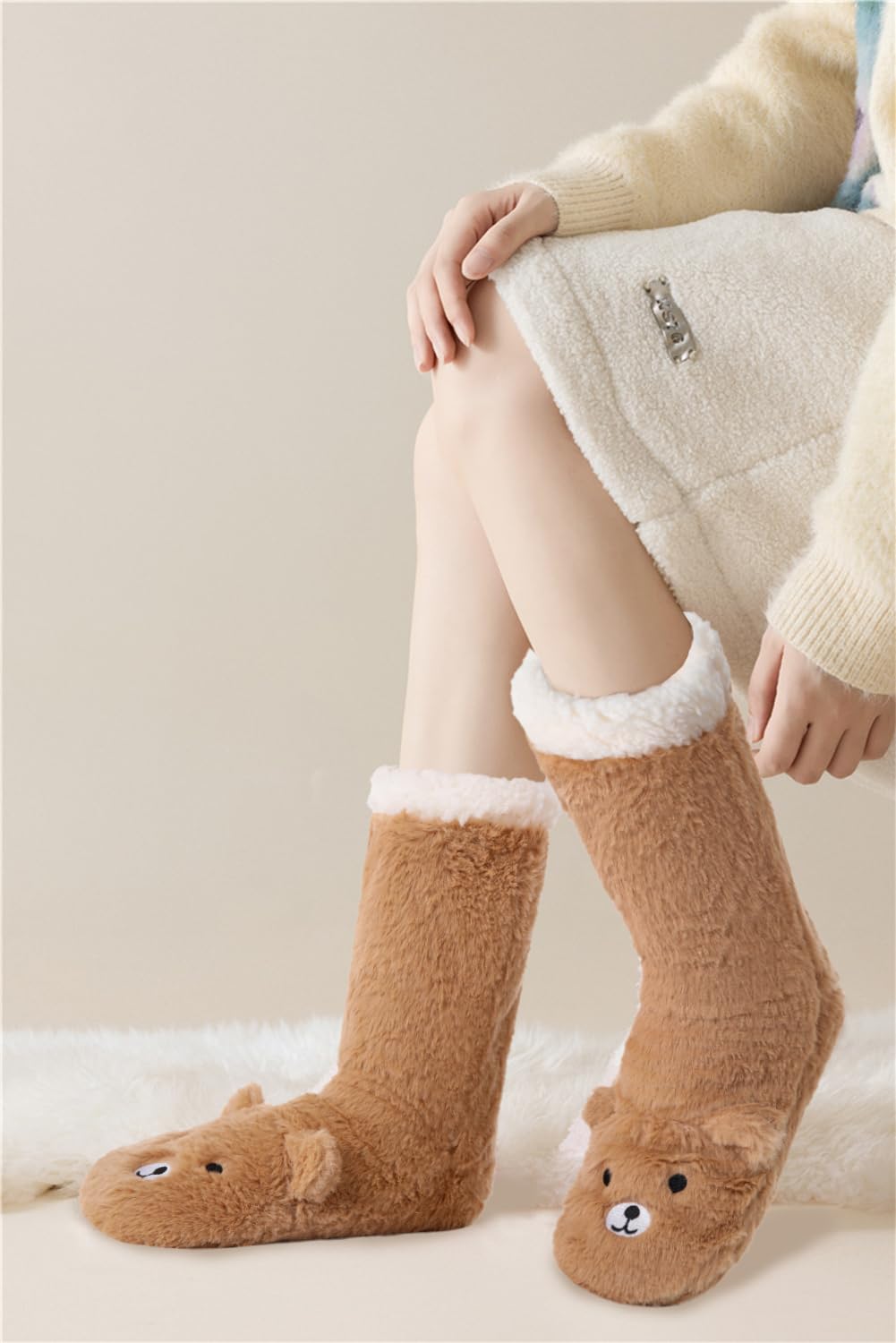 YFS-36 Slipper Socks with Grippers for Women Socks for Women Home Sleeping Winter Socks