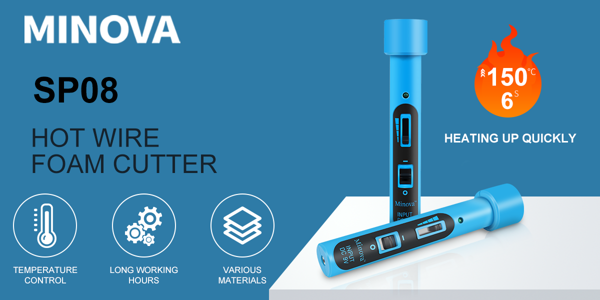 MINOVA 4 in 1 Cordless Hot Wire Foam Cutter 8V/2.0 Ah Built-in Battery  Powered USB-C Charging Styrofoam Cutter Kit Luxury Foam Cutting Tool Foam