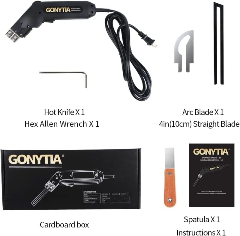 Gonytia Hot Knife foam cutter Rope Cutter Fabric Cutter Pro Electric Hot Knife Heat Sealer Cutting Tool kit with 2 Blades &amp; Accessories