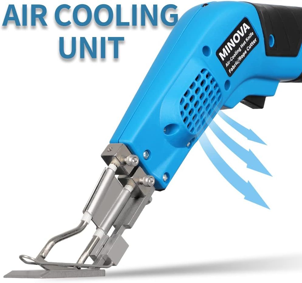 Minova Air Cooled Pro Electric Hot Knife Fabric Cutter Rope Cutting Tool Kit with 3pcs Blades &amp; Accessories