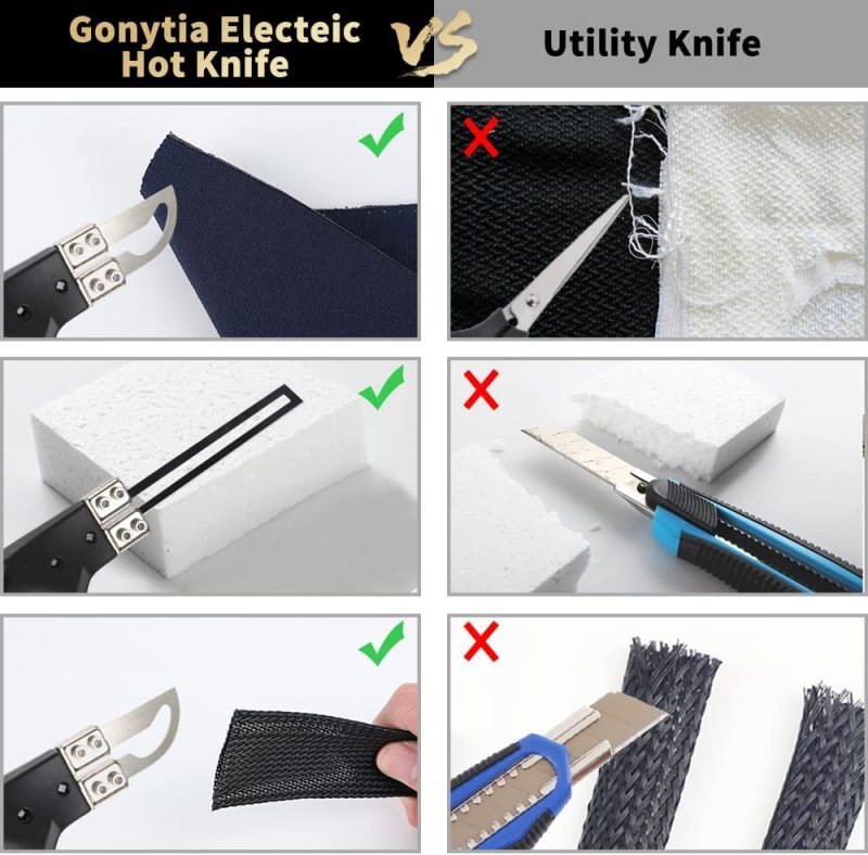 Gonytia Hot Knife foam cutter Rope Cutter Fabric Cutter Pro Electric Hot Knife Heat Sealer Cutting Tool kit with 2 Blades &amp; Accessories