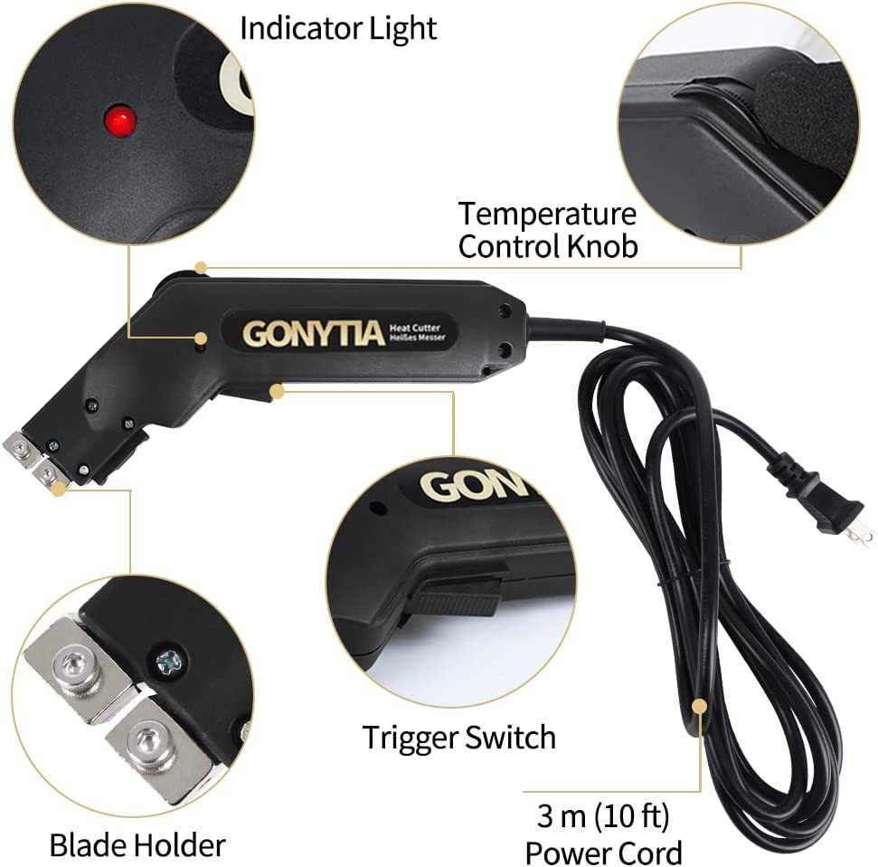 GONYTIA Hot Knife Rope cutter Fabric Cutter Electric hot knife heat cutter Cutting Tool Kit with 2pcs Blades &amp; Accessories